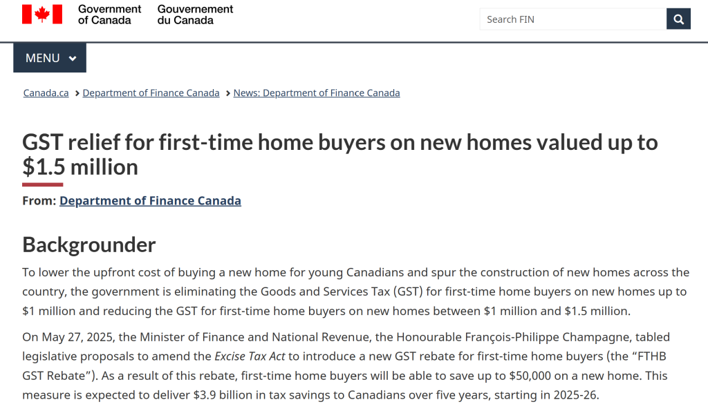 First Time Home Buyer GST Rebate